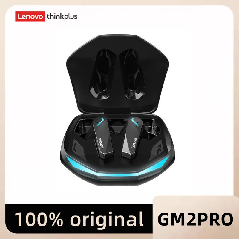 Lenovo GM2 Pro Original + Case Protetora - Fones de Ouvido sem Fio Bluetooth 5.3 Earphones Gaming Wireless, E-Sports, Music, Dual Mode