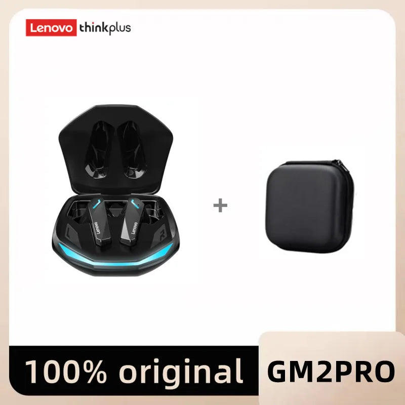 Lenovo GM2 Pro Original + Case Protetora - Fones de Ouvido sem Fio Bluetooth 5.3 Earphones Gaming Wireless, E-Sports, Music, Dual Mode